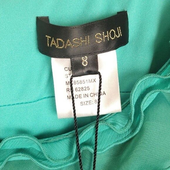 Tadashi Shoji NEW Seafoam Ruffle Cocktail Dress Short Sleeve Green Size 8 - Picture 10 of 12